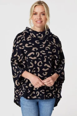 Printed Oversized High Neck Top