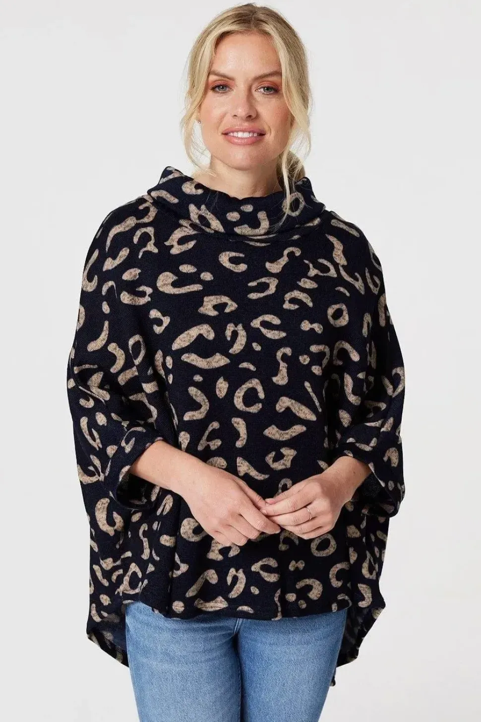 Printed Oversized High Neck Top