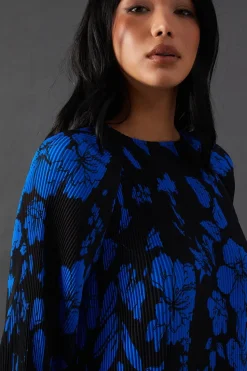 Printed Pleat Chiffon Midaxi Dress