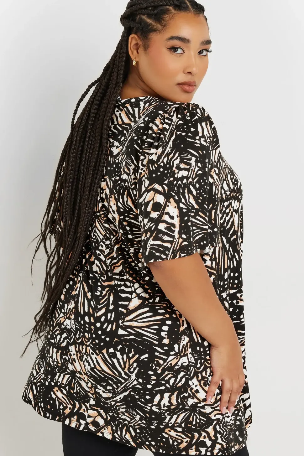 Printed Pleat Front Swing Top