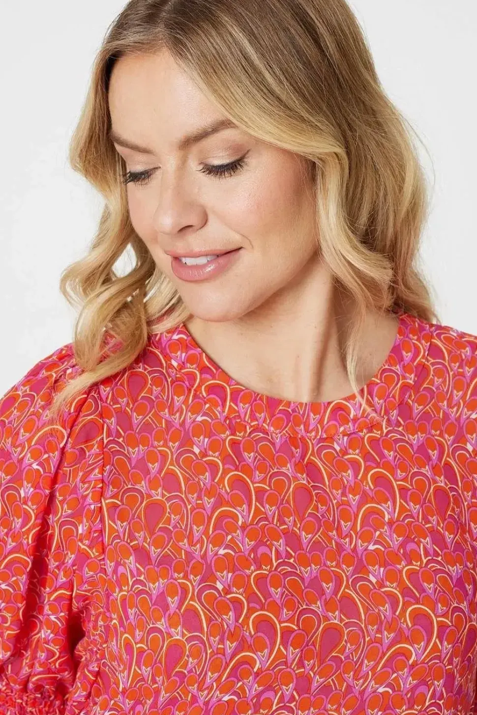 Printed 3/4 Puff Sleeve Blouse