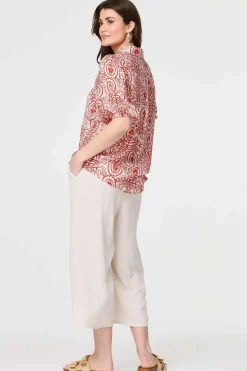 Printed Puff 1/2 Sleeve Button-Up Shirt