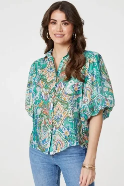 Printed Puff 1/2 Sleeve Shirt