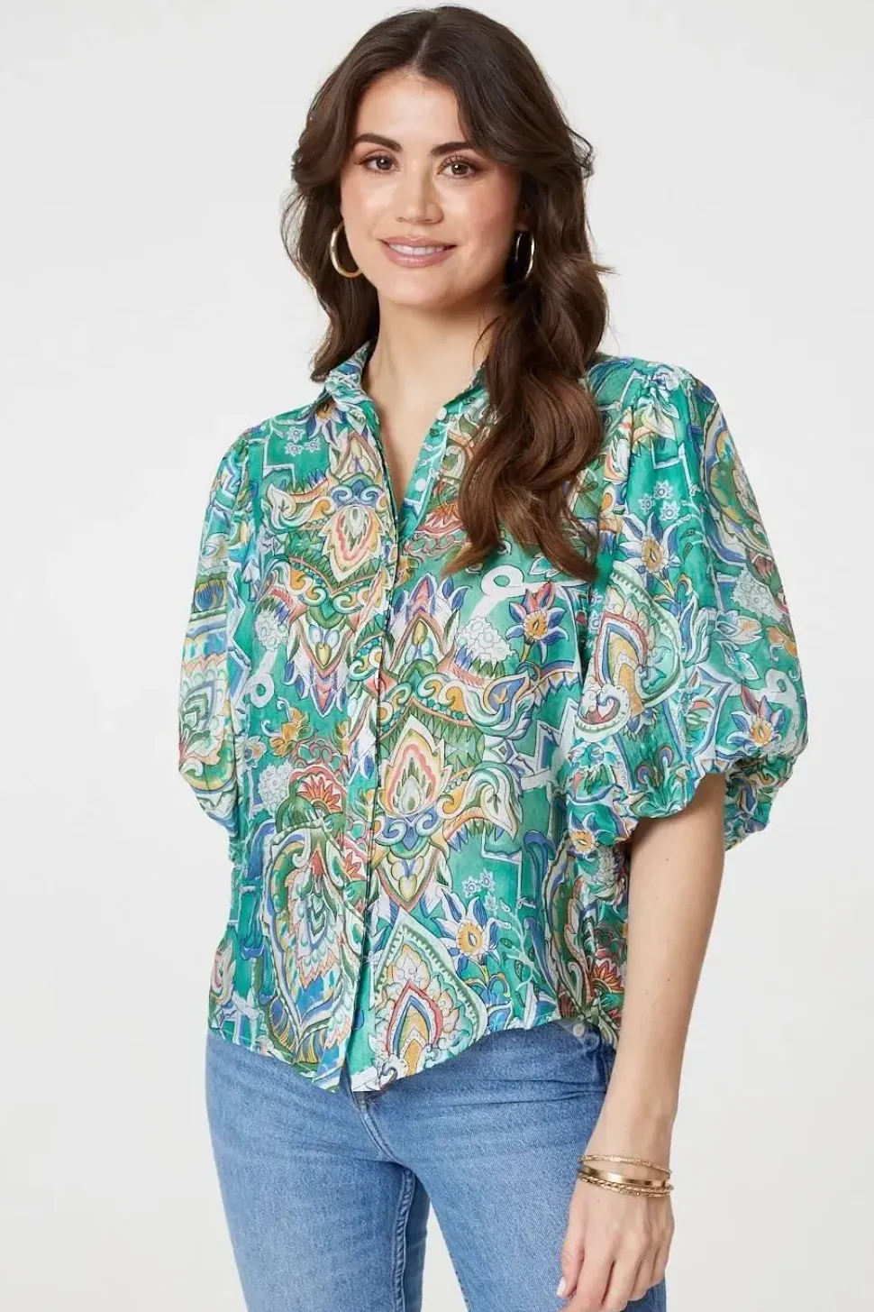 Printed Puff 1/2 Sleeve Shirt