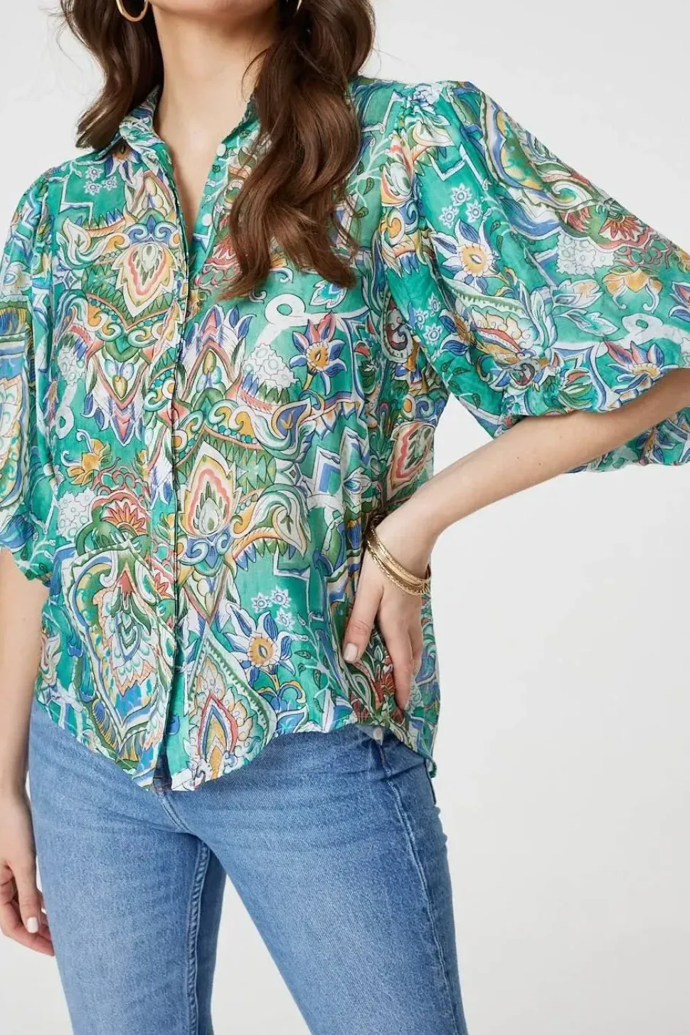 Printed Puff 1/2 Sleeve Shirt