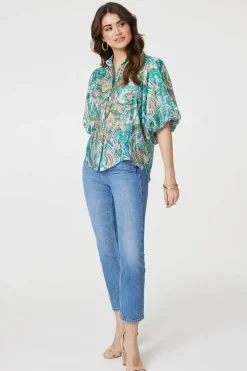 Printed Puff 1/2 Sleeve Shirt