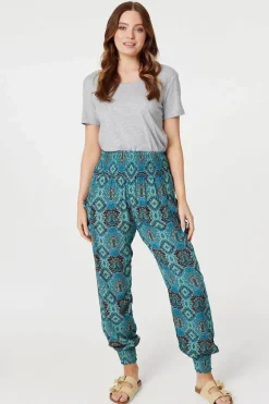 Printed Pull On Tapered Pants