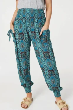 Printed Pull On Tapered Pants