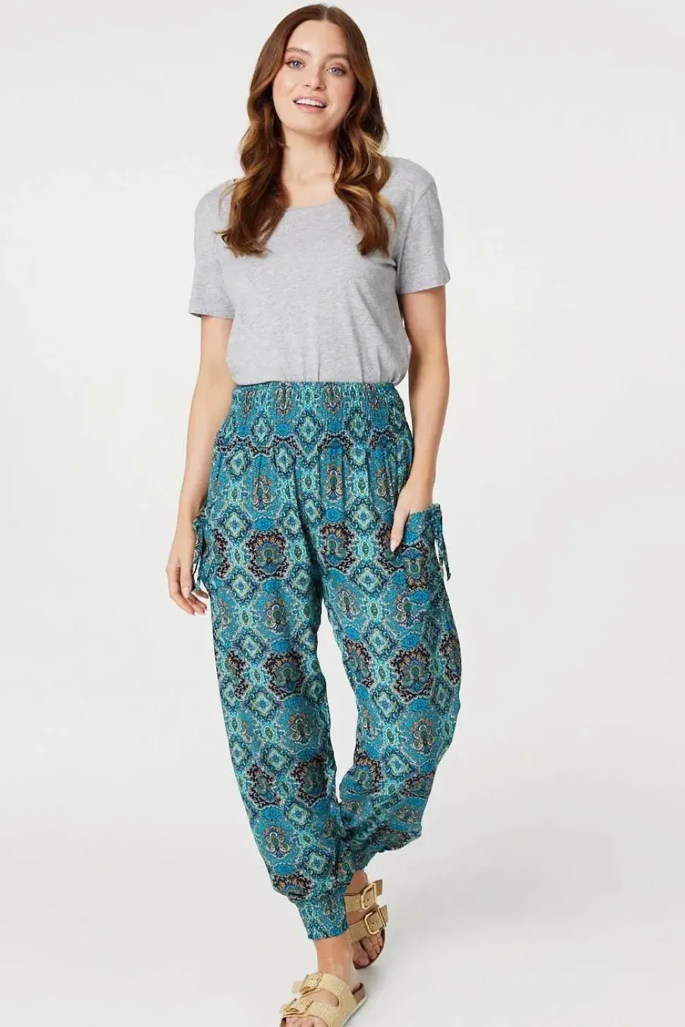 Printed Pull On Tapered Pants