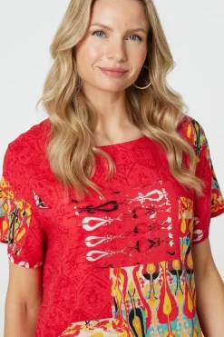 Printed Round Neck Relaxed Shift Dress