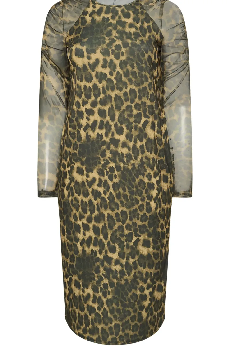 Printed Ruched Sleeve Midi Dress