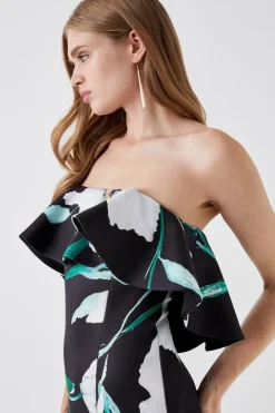 Printed Ruffle Bandeau Dress