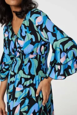 Printed Ruffle Hem Empire Maxi Dress