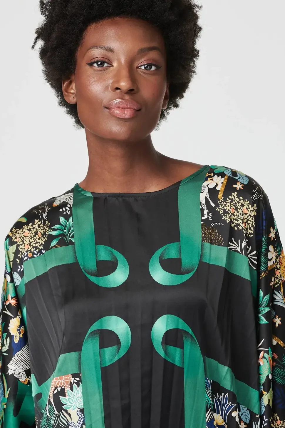 Printed Satin Oversized Blouse
