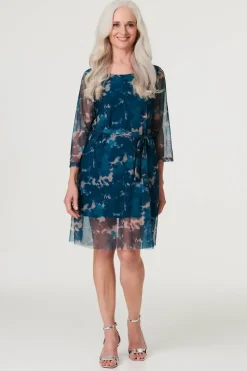 Printed Sheer Short Layered Dress