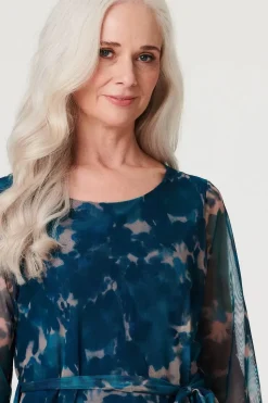 Printed Sheer Short Layered Dress