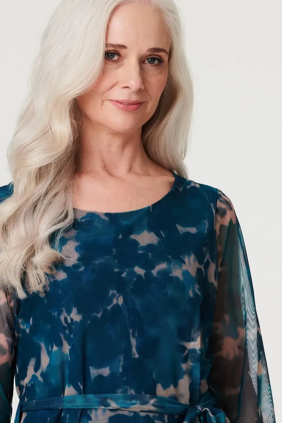 Printed Sheer Short Layered Dress