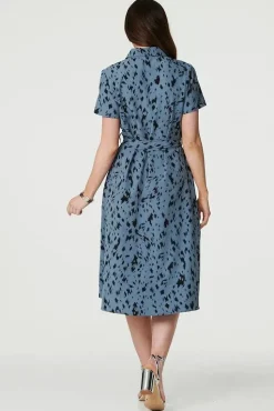 Printed Short Sleeve Shirt Dress