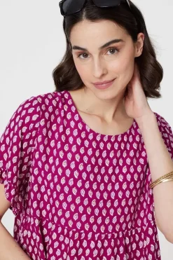 Printed Short Sleeve Tiered Smock Dress