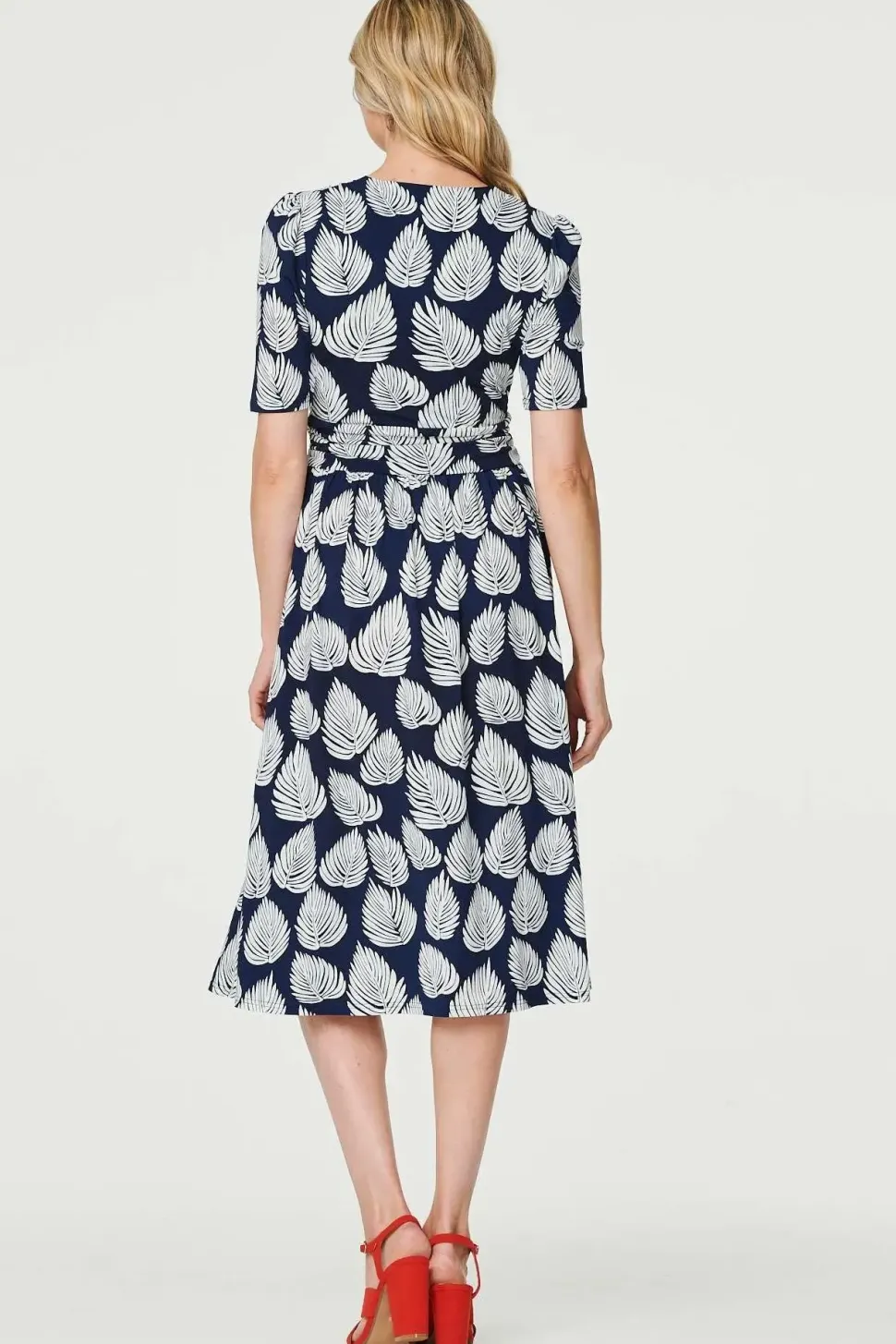 Printed Short Sleeve Wrap Tea Dress