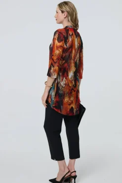 Printed 3/4 Sleeve Asymmetric Blouse