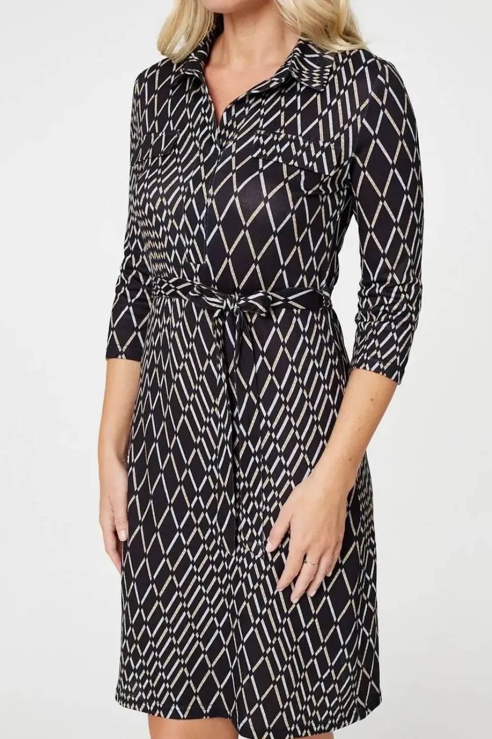 Printed 3/4 Sleeved Tunic Dress