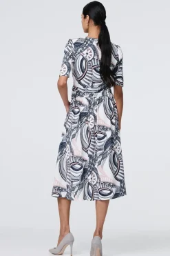 Printed 1/2 Sleeve Knee Length Wrap Dress