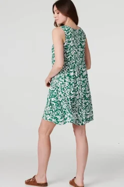 Printed Sleeveless Swing Dress