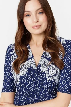 Printed 1/2 Sleeve Midi Dress