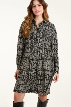 Printed Smock Shirt Dress
