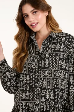 Printed Smock Shirt Dress