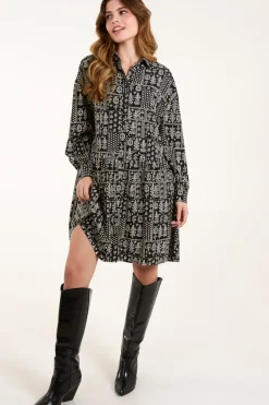 Printed Smock Shirt Dress