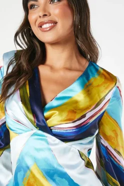Printed Stripe Midi Wedding Guest Dress