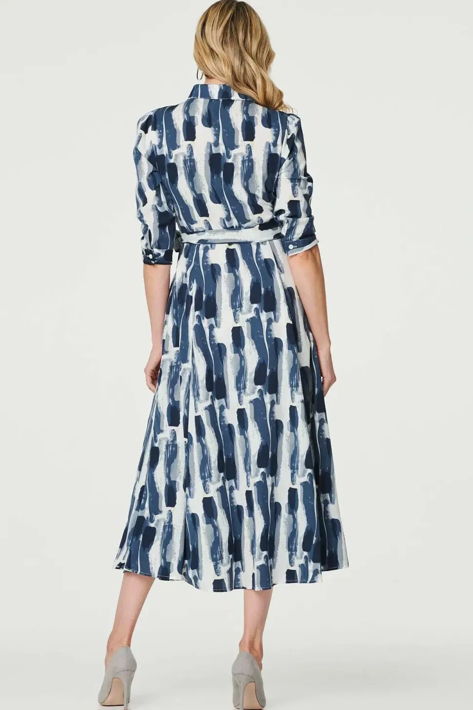 Printed Tailored Midi Shirt Dress