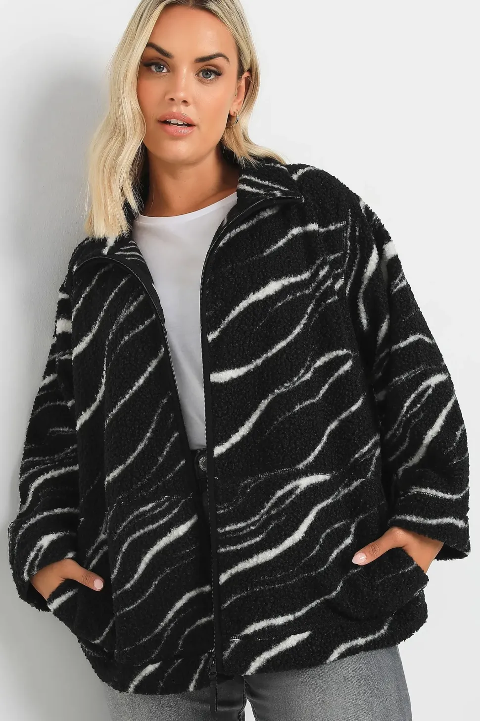 Printed Teddy Fleece Jacket