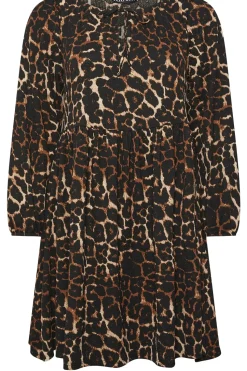 Printed Textured Tie Neck Dress