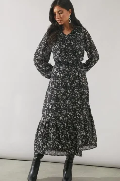 Printed Tie Detail Maxi Dress