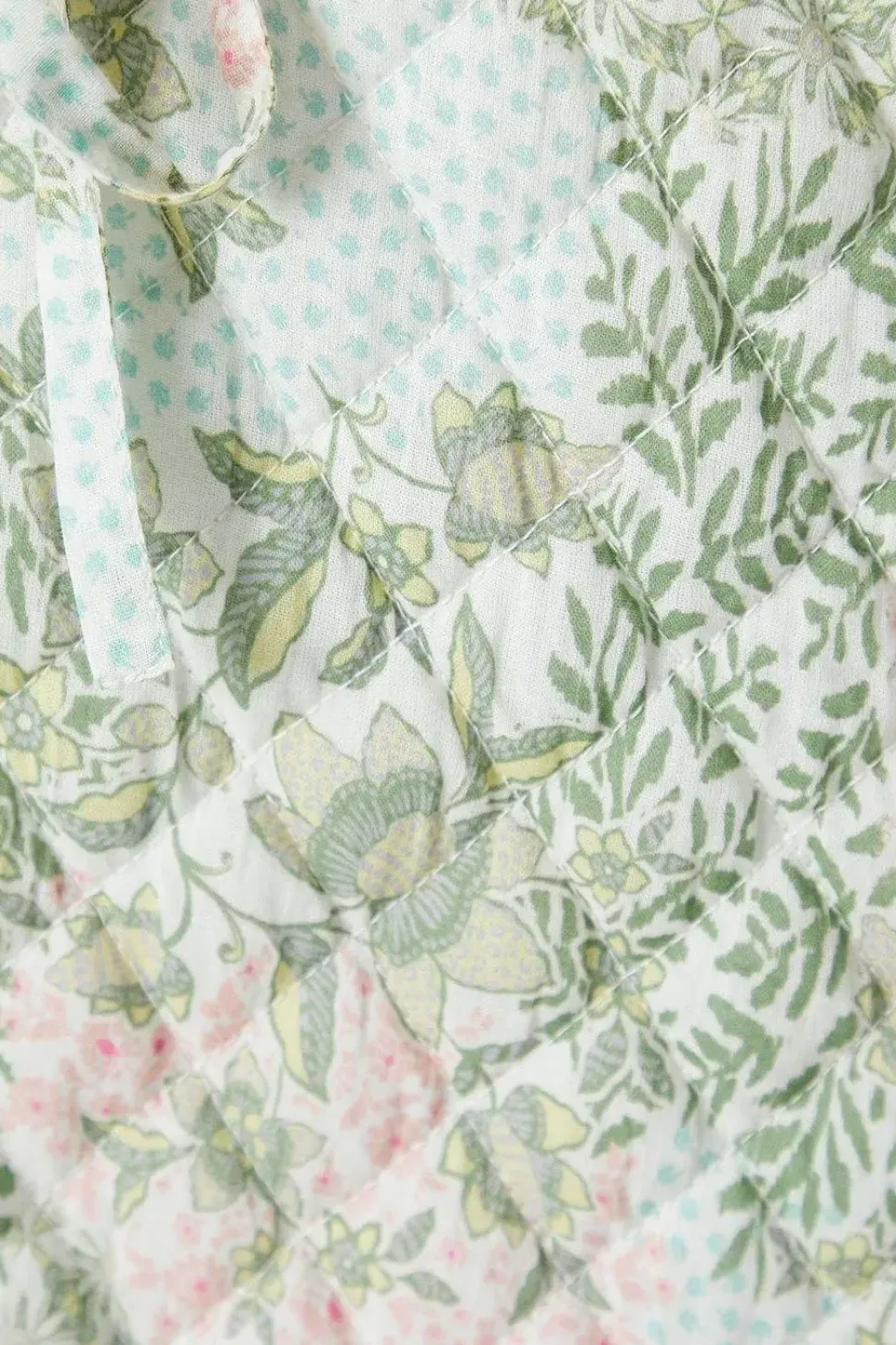 Printed Tie Front Quilted Jacket