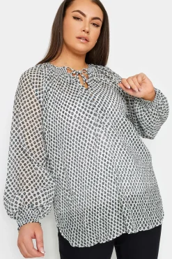 Printed Tie Neck Blouse