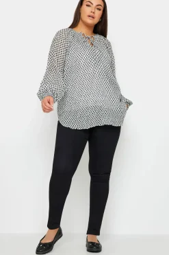 Printed Tie Neck Blouse