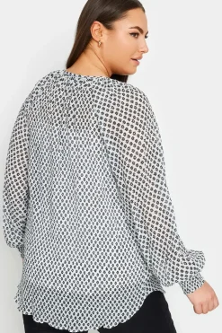 Printed Tie Neck Blouse