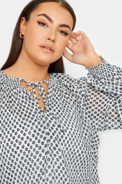 Printed Tie Neck Blouse