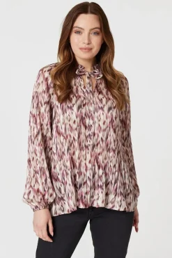 Printed Tie Neck Blouse