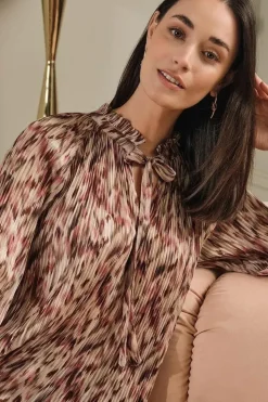 Printed Tie Neck Blouse