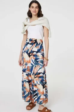 Printed Tiered High Waist Maxi Skirt