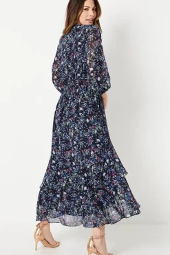 Printed Tier Seam Shirt Dress