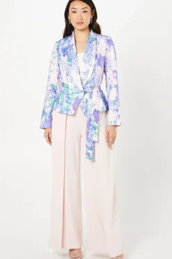 Printed Tie Waist Blazer