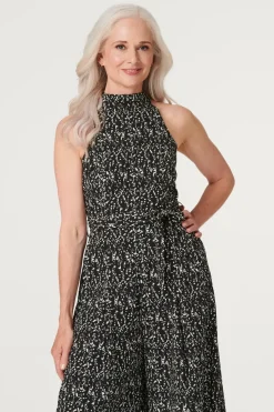 Printed Tie Waist Jumpsuit