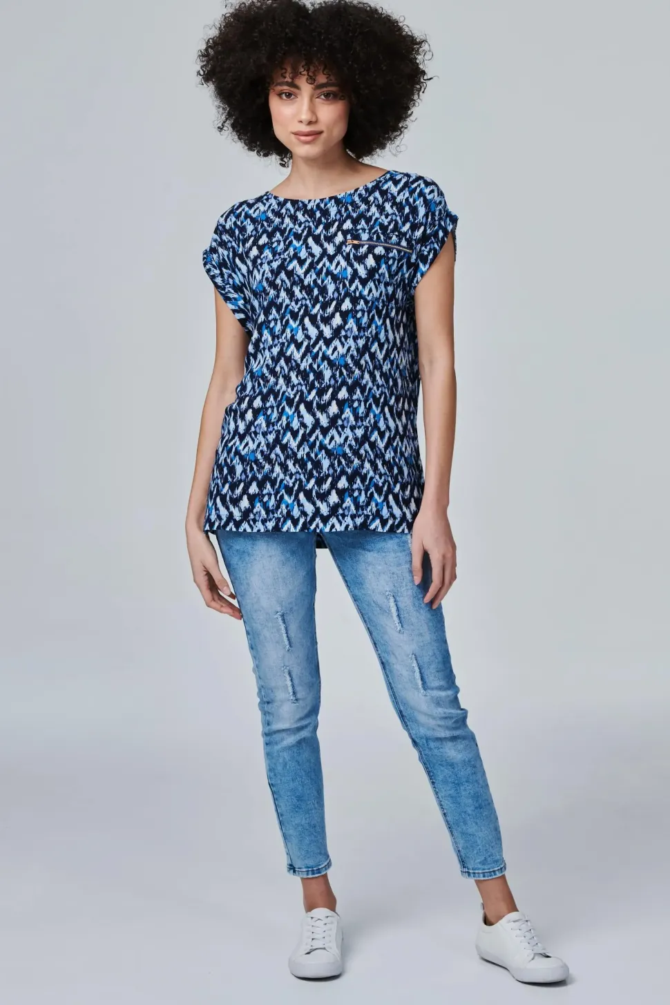 Printed Top With Zip Detail