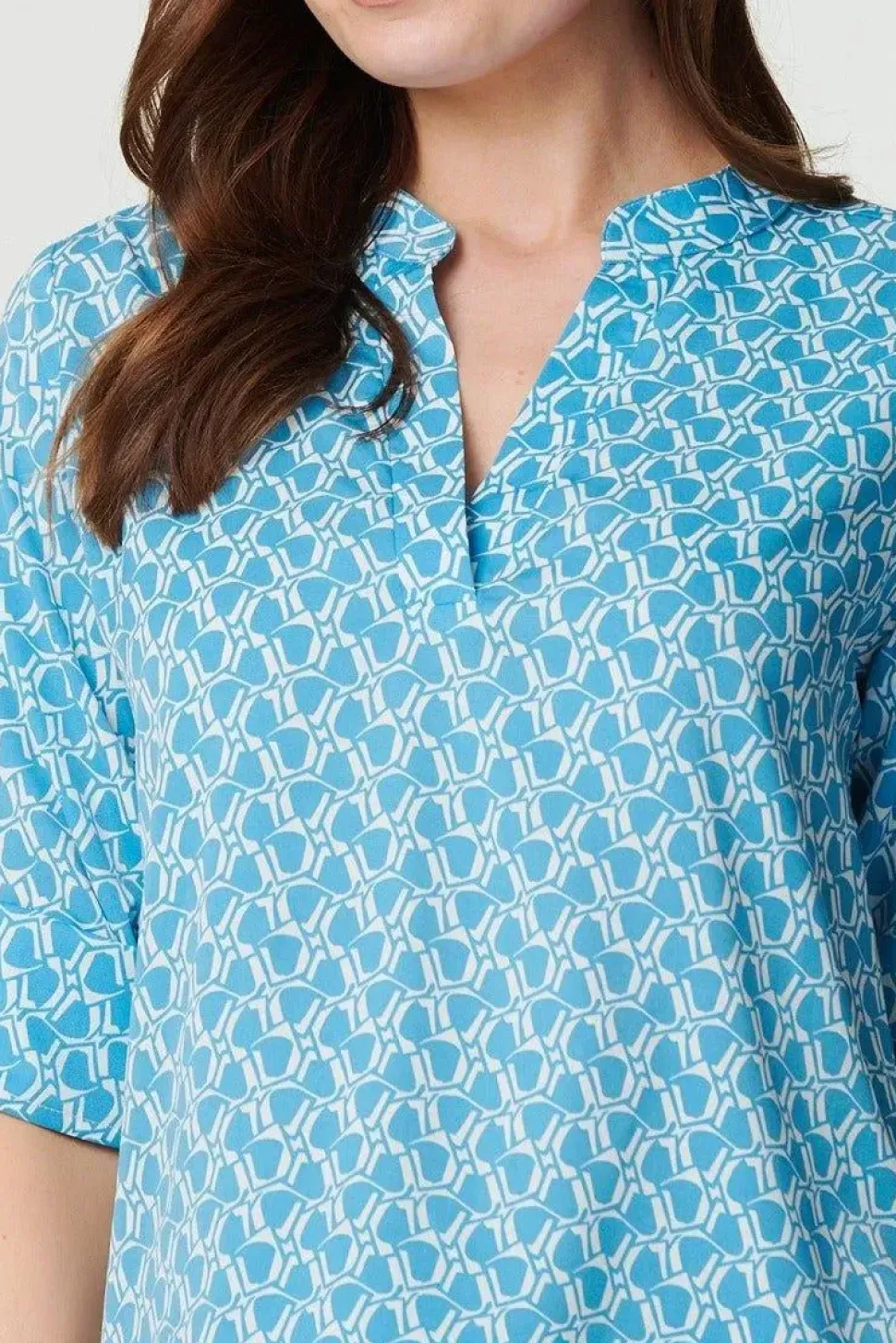Printed 3/4 Turn-Up Sleeve Blouse